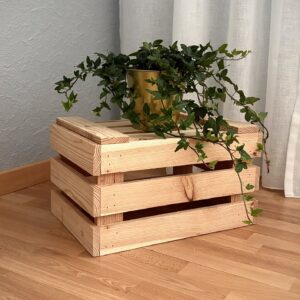 Rustik trälåda av obehandlad lärk