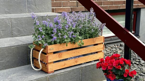 Rustik trälåda med handtag - Bild 3