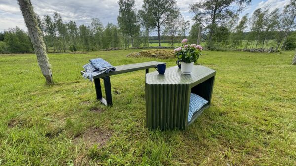 Trädgårdsbänk med bord - Bild 2
