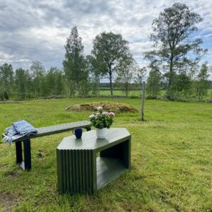 Trädgårdsbänk med bord